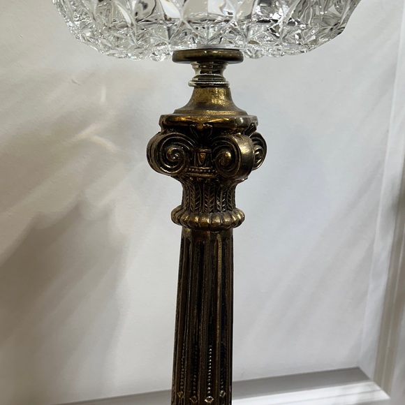 Vintage Floor Ashtray Decorative Antique Brass Marble And Glass Retro - Picture 3 of 4